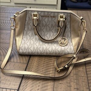 Michael Kors Gold and Cream Women's Bag